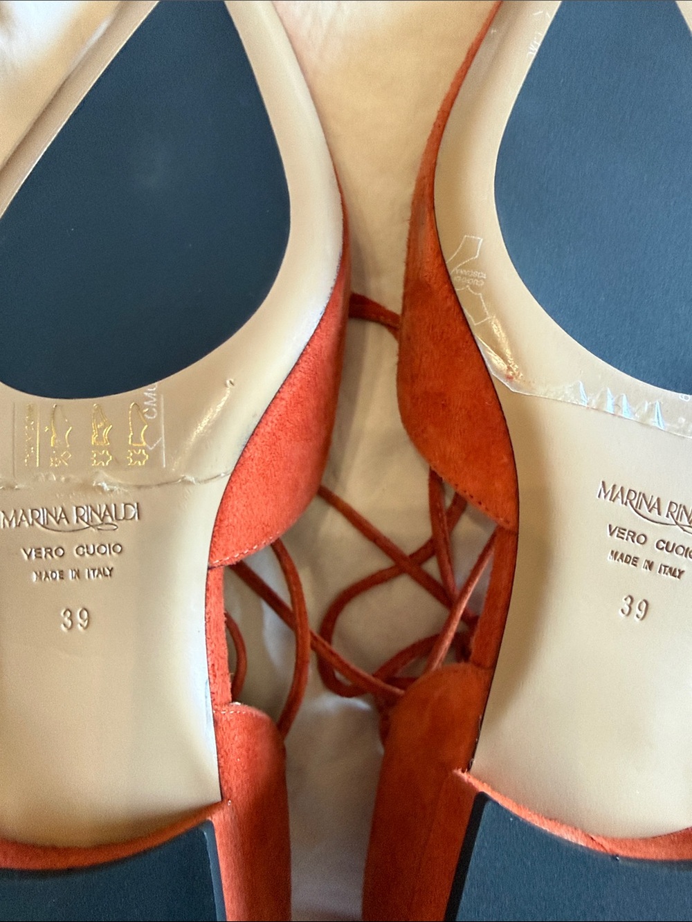 MARINA RINALDI LIGNANO FLAT Suede Pointed Lace-Up Flats NWB- 9 (39) burn orange - Picture 3 of 14